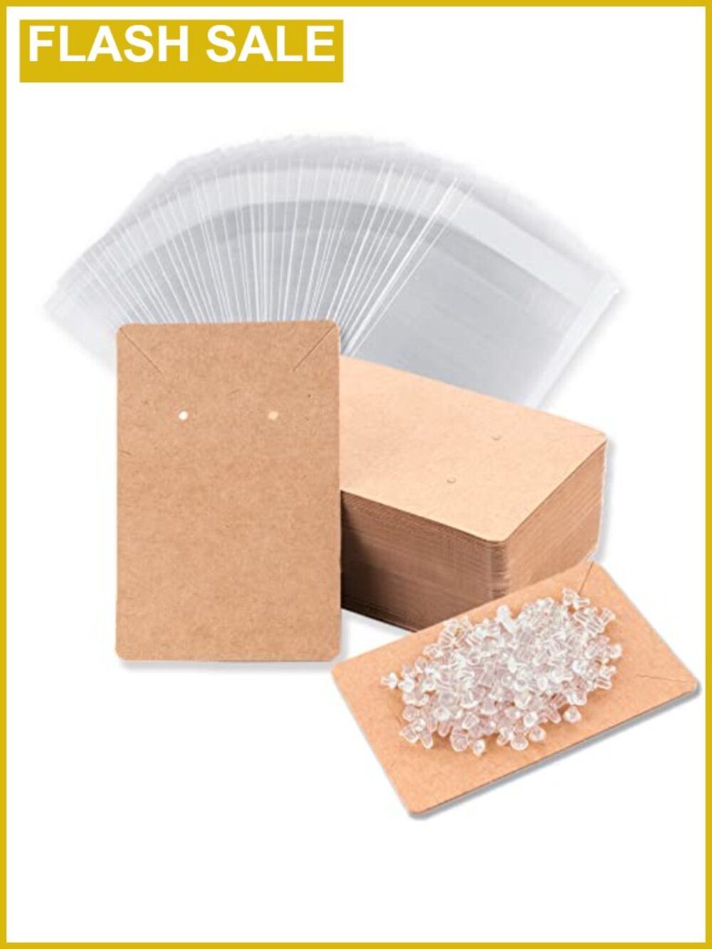 Earring Display Cards with Holder Cards, Backs, Jewelry Bags, 100 Sets,